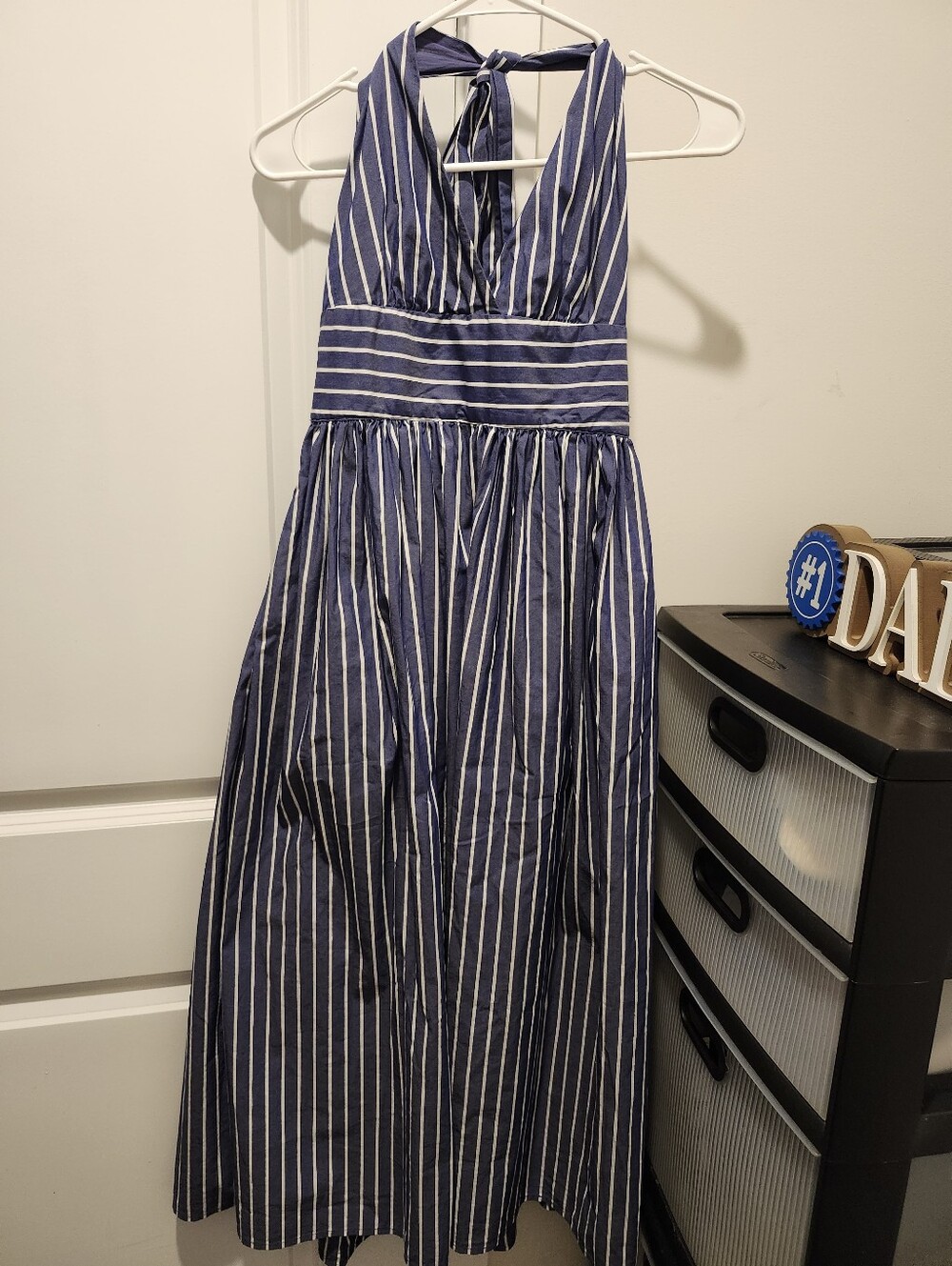 Forever 21 Navy & White Striped Halter Dress